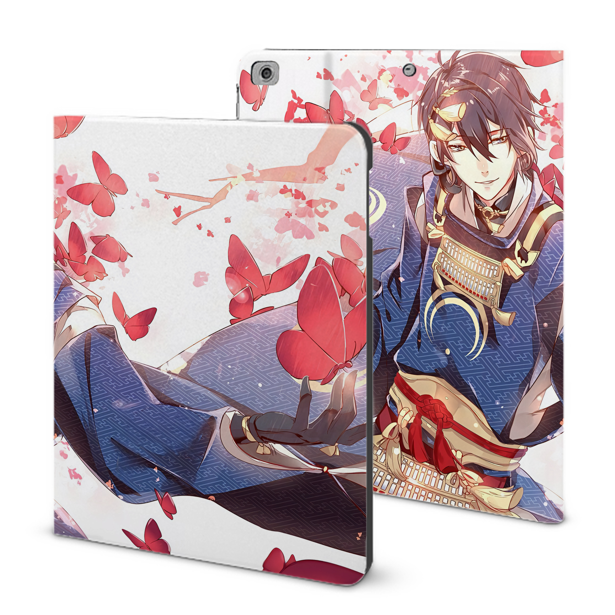 （画像用） 刀剣乱舞 Touken Ranbu IPad ケース ブック型 PUレザー TPU 耐衝撃 軽量 薄型 ペン収納なし 全面保護 IPad 各モデル対応